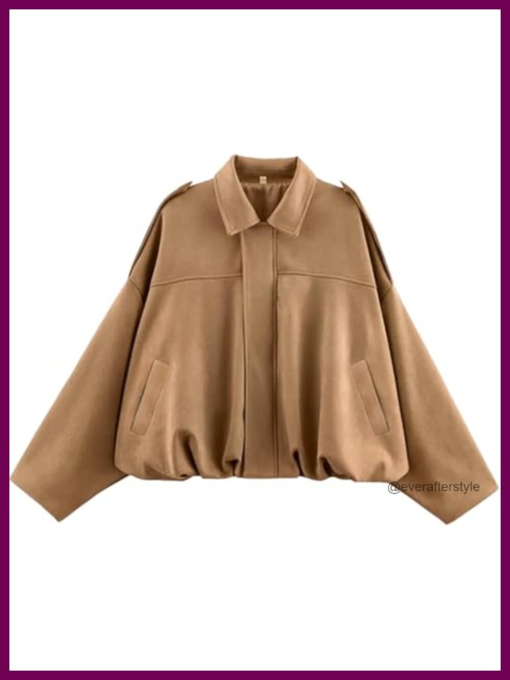 Faux Suede Bomber Jacket Oversized Cropped Zip Streetwear Coat